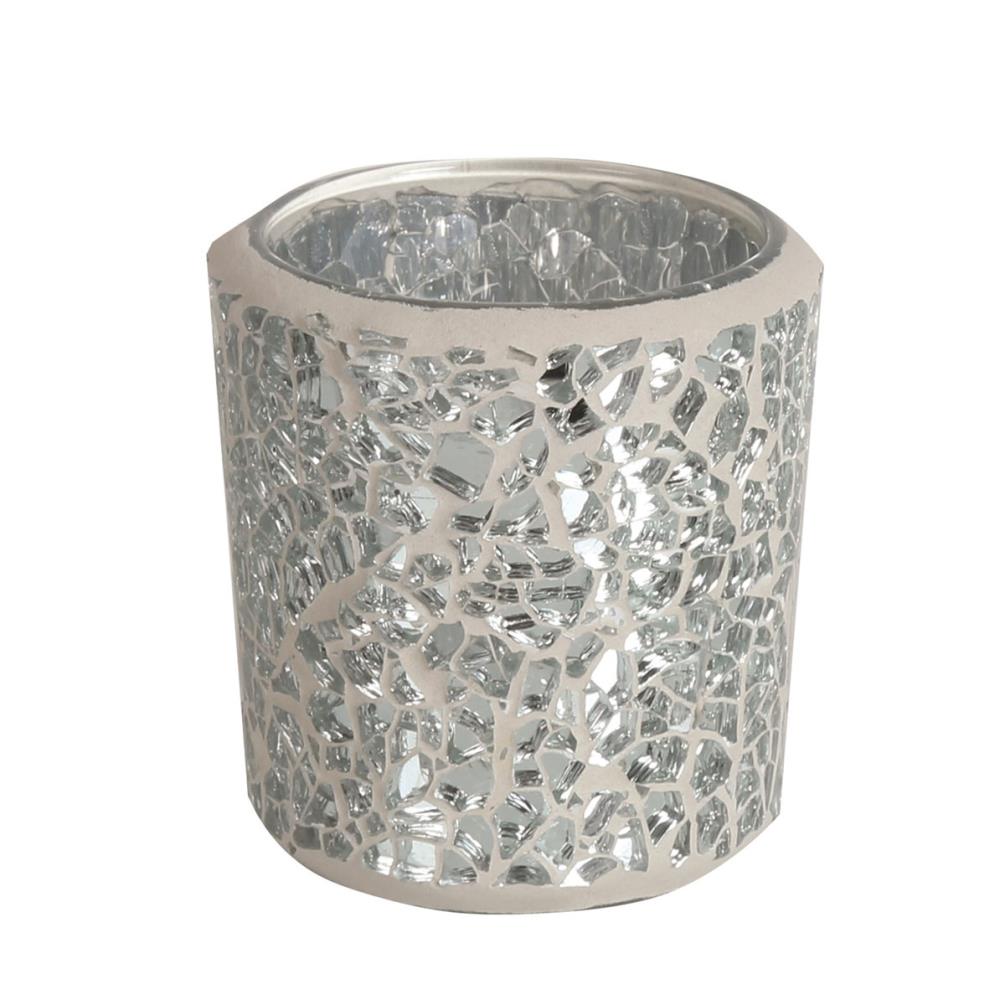 Aroma Silver Crackle Tealight & Votive Holder £4.49